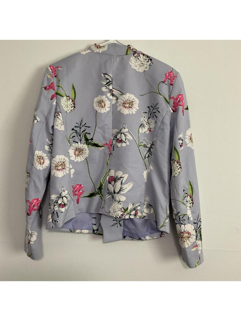 Simply Styled Lavender Floral Scalloped Open Front Blazer jacket lilac  L - Picture 6 of 8